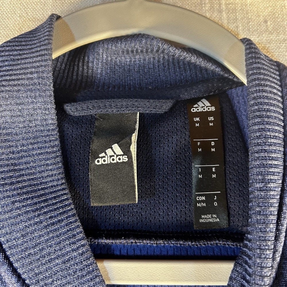 ADIDAS Size M Men's Blue Front Pocket Sweatshirt FullZip WarmUp Athletic Climawa - Picture 3 of 7